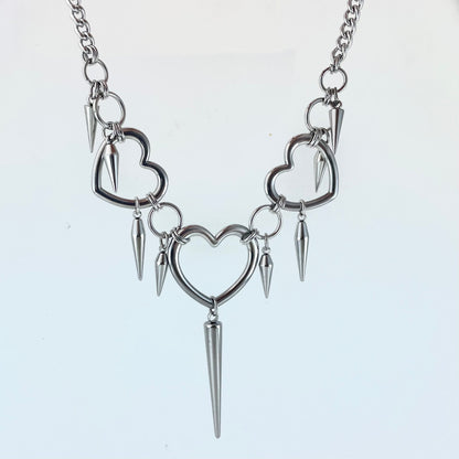 Titanium-Steel Waterproof Heart-Shaped Rivet Necklace