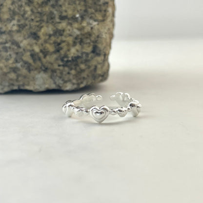 S925 Sterling Silver Bubble Heart Ring