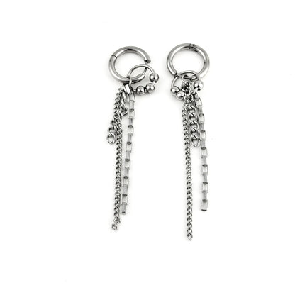 Titanium Circle Chain Patchwork Earrings