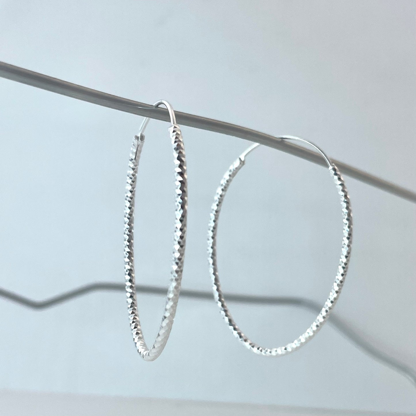 S925 Sterling Silver Shimmering Ripple Hoop Earrings