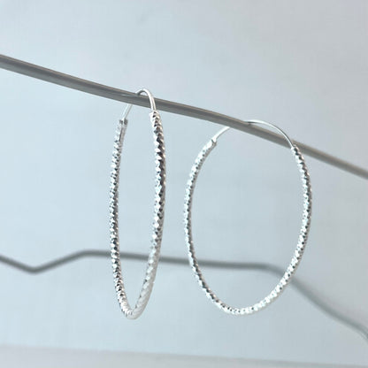 S925 Sterling Silver Shimmering Ripple Hoop Earrings