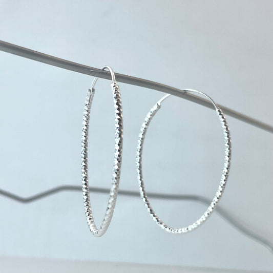 S925 Sterling Silver Shimmering Ripple Hoop Earrings