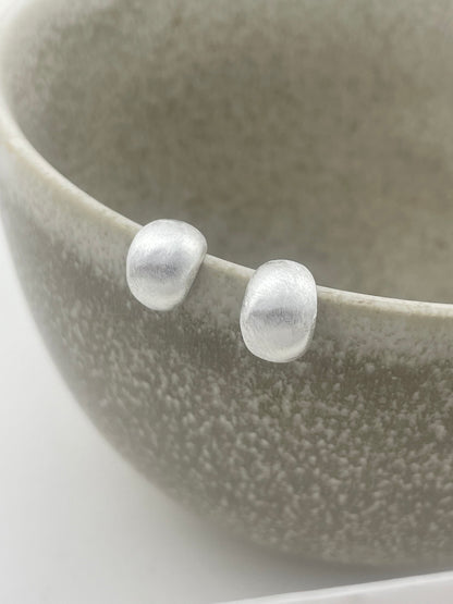 S925 Sterling Silver Satin-Finish Bead Earrings