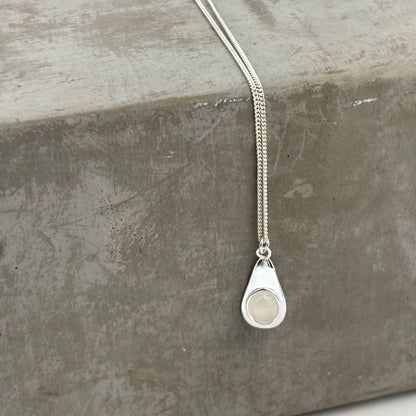 S925 Sterling Silver Moonstone Elegant Pendant Necklace