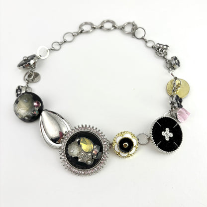 Flower Button Patchwork Choker