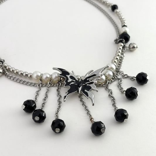 Dark Black Butterfly Choker