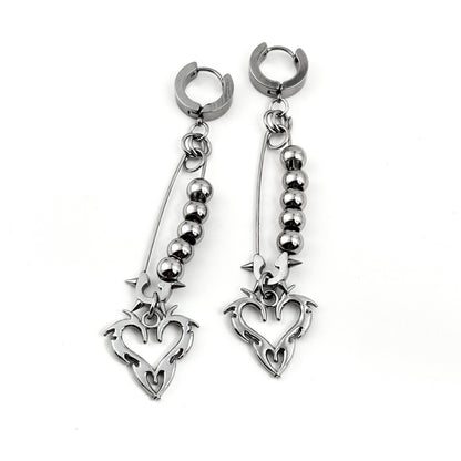 Customized Titanium Round Beads Love Flame Dangle Earrings