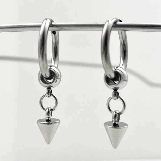 Titanium Steel Rivet Pendant Earrings