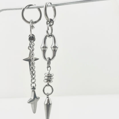 Titanium Waterproof Earrings, Asymmetrical Long Dangle