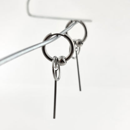Long Beaded Titanium Earrings