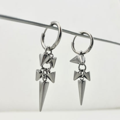 Titanium Waterproof Earring Pointed-Tip Grape Pendant Earrings with A Patchwork Design