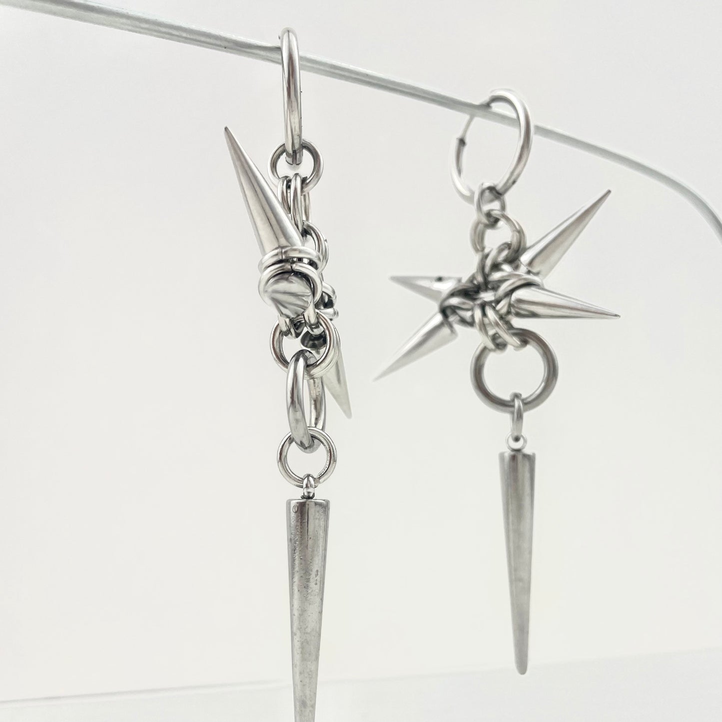 Titanium Waterproof Earring with Spiked Pendant