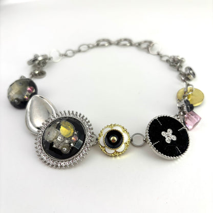 Flower Button Patchwork Choker