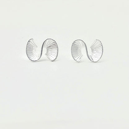 S925 Sterling Silver Paper Fan Earrings