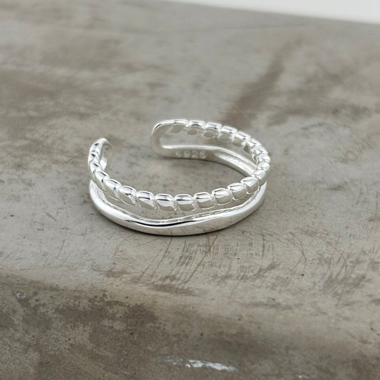 S925 Sterling Silver Double Layers Elegant Ring