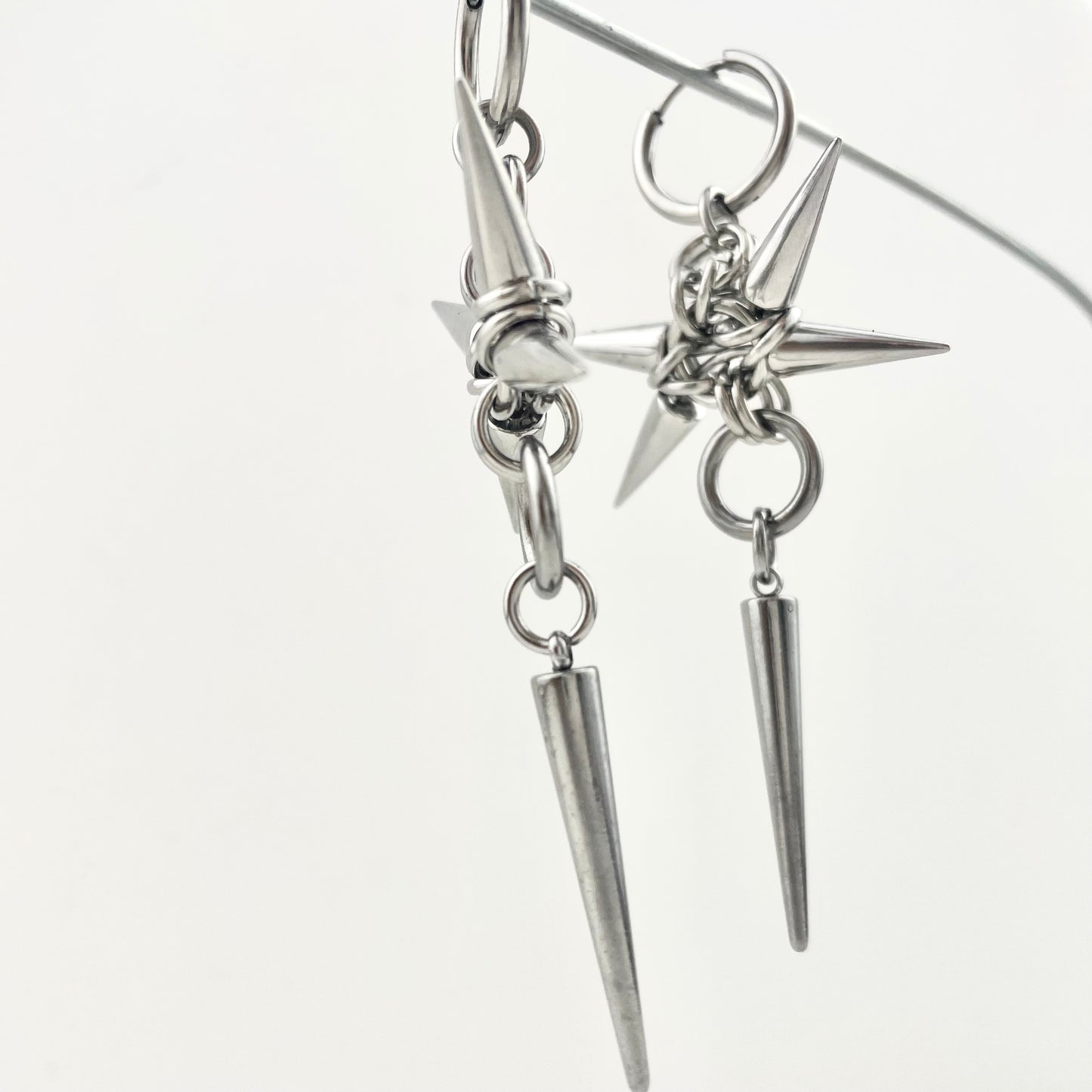 Titanium Waterproof Earring with Spiked Pendant