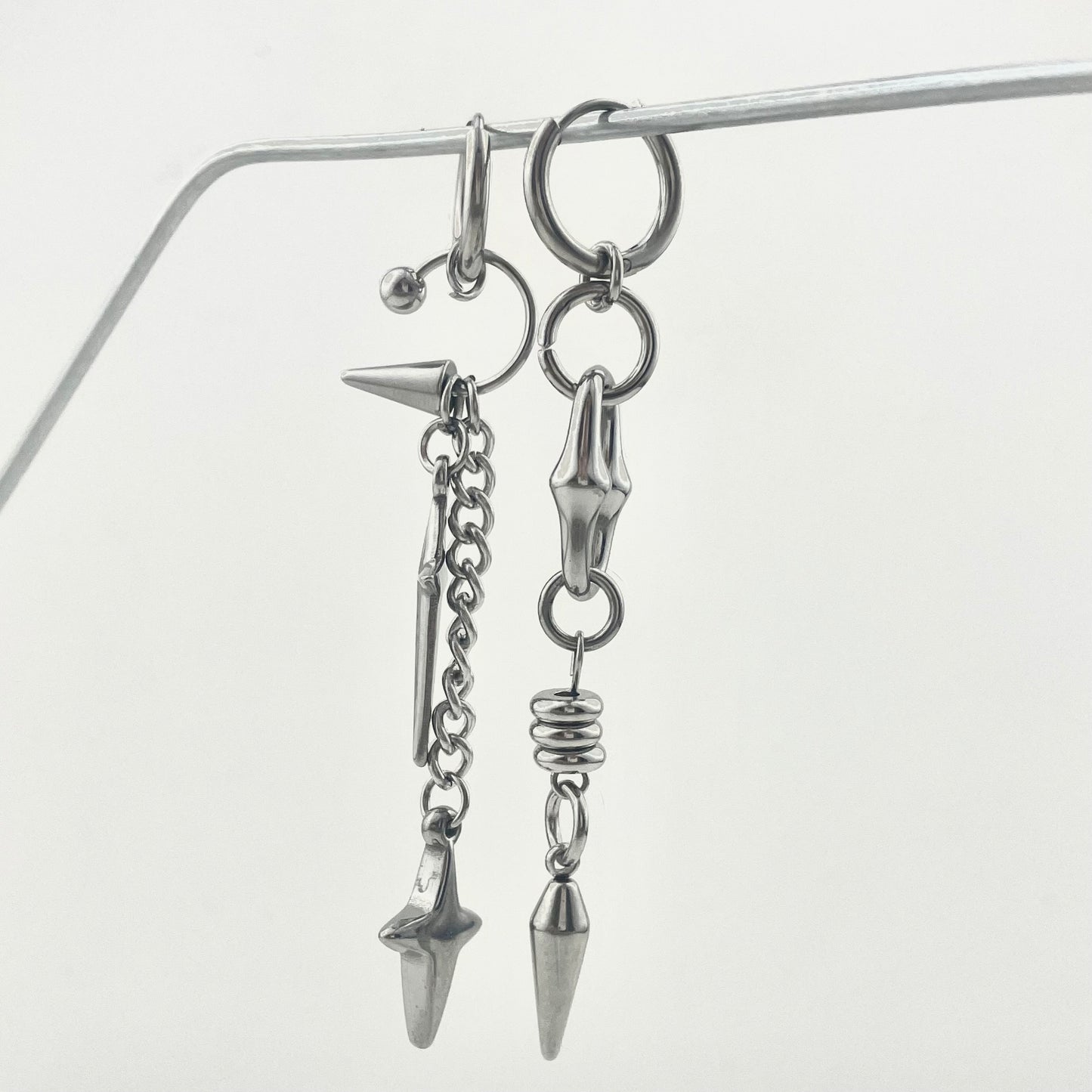 Titanium Waterproof Earrings, Asymmetrical Long Dangle