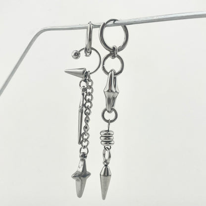 Titanium Waterproof Earrings, Asymmetrical Long Dangle