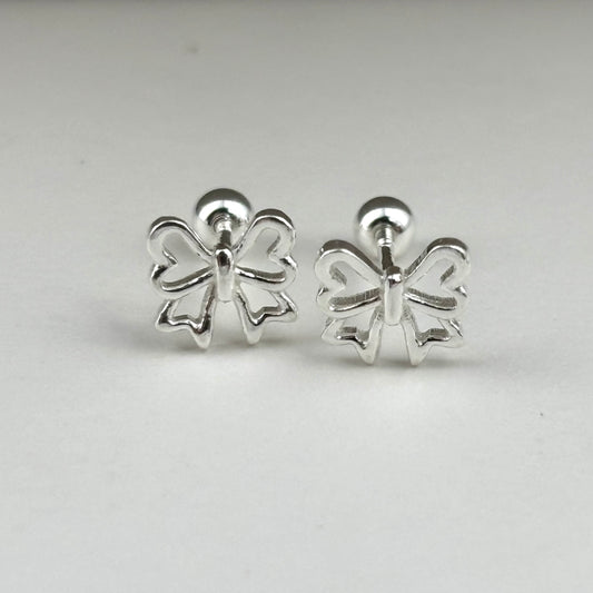 S999 Sterling Silver Bow Earrings