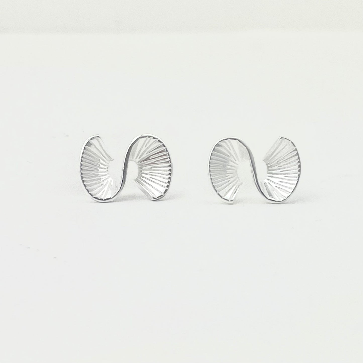 S925 Sterling Silver Paper Fan Earrings