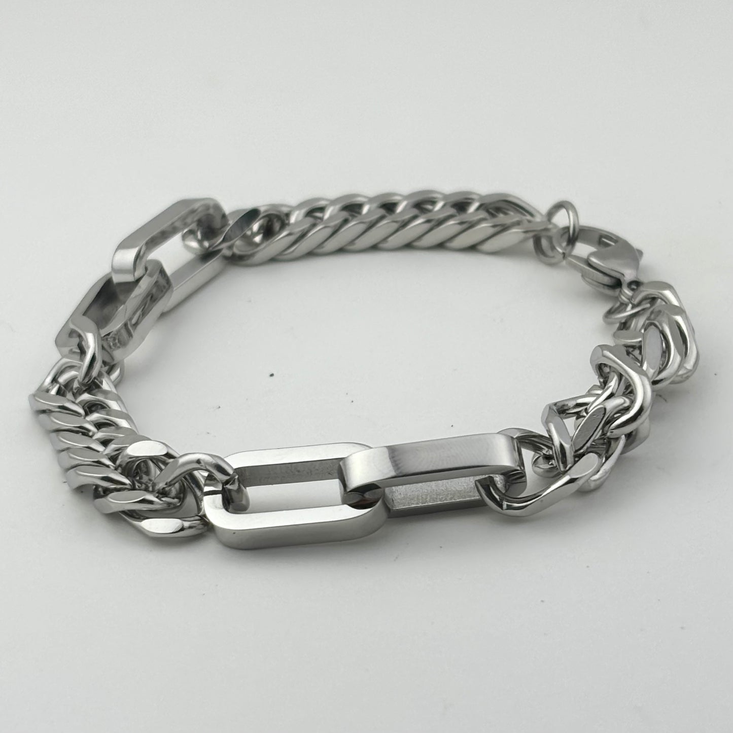 Titanium and Steel Spliced Cuban Bracelet