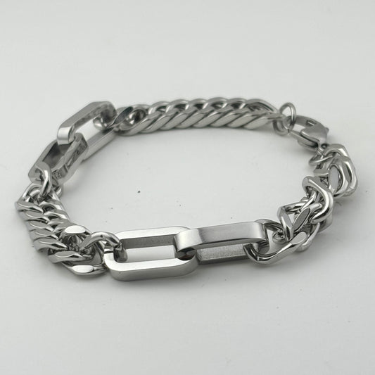 Titanium and Steel Spliced Cuban Bracelet