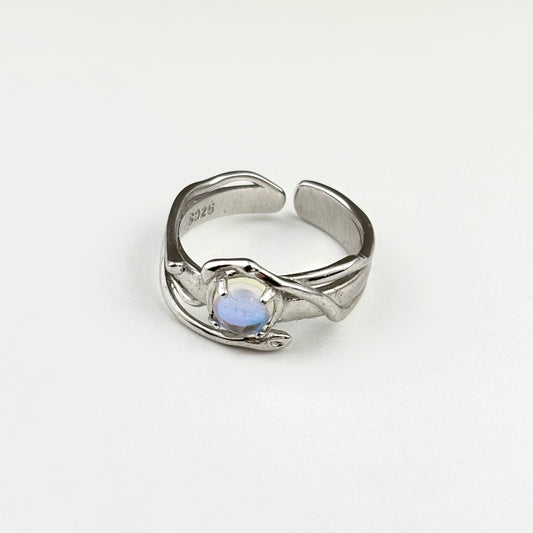 S925 Sterling Silver Moonstone Irregular Ring