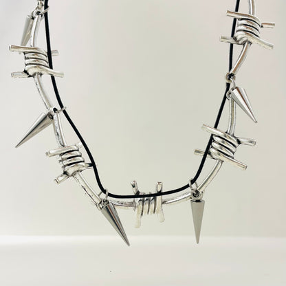Thorn Rivet Leather Necklace
