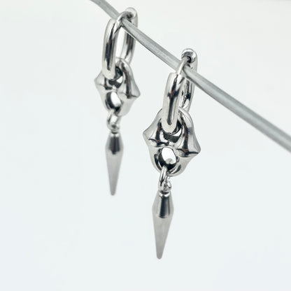 Titanium-Steel Waterproof Pointed Cone Pendant Earrings