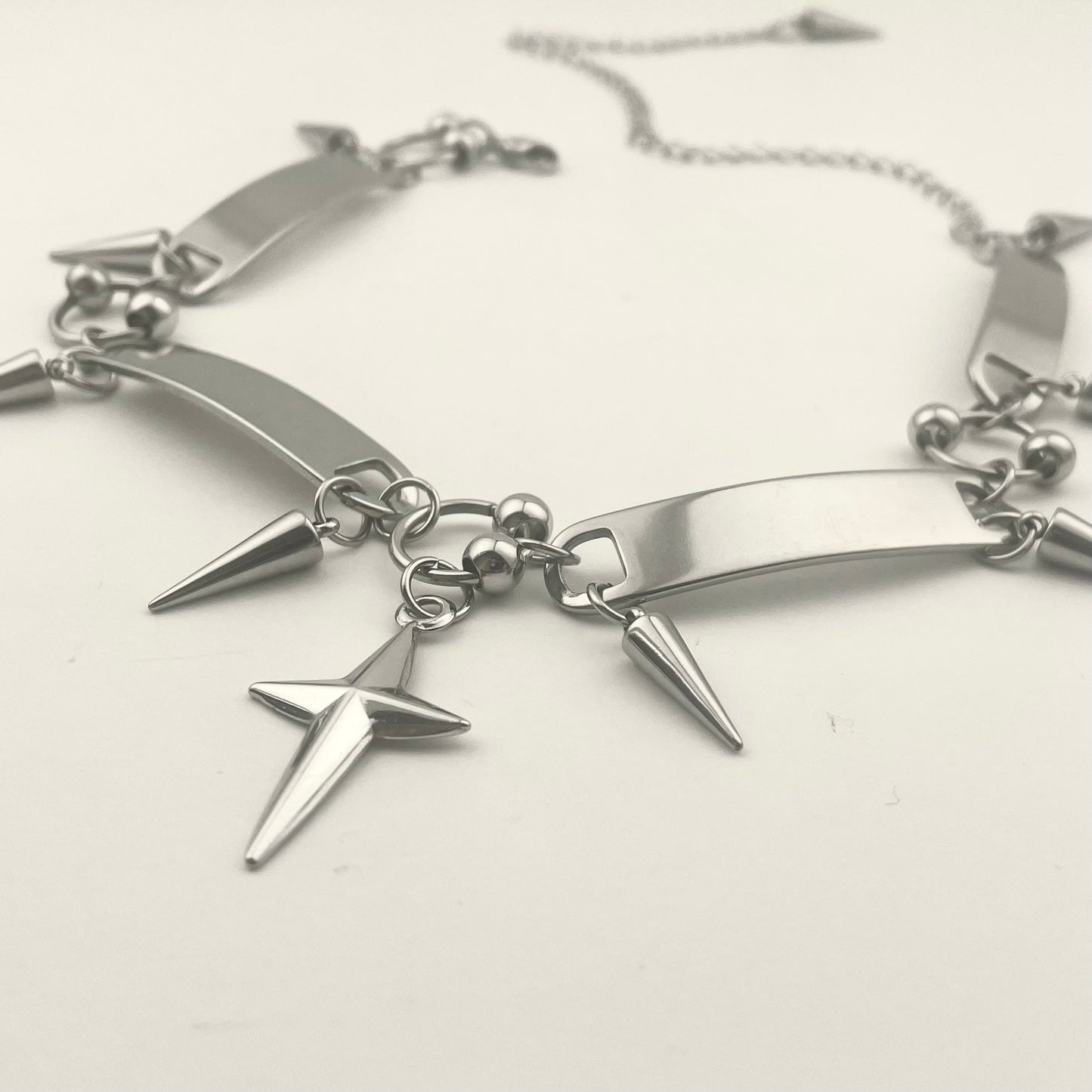 Cross-shaped Cone Pendant Stainless Steel Necklace