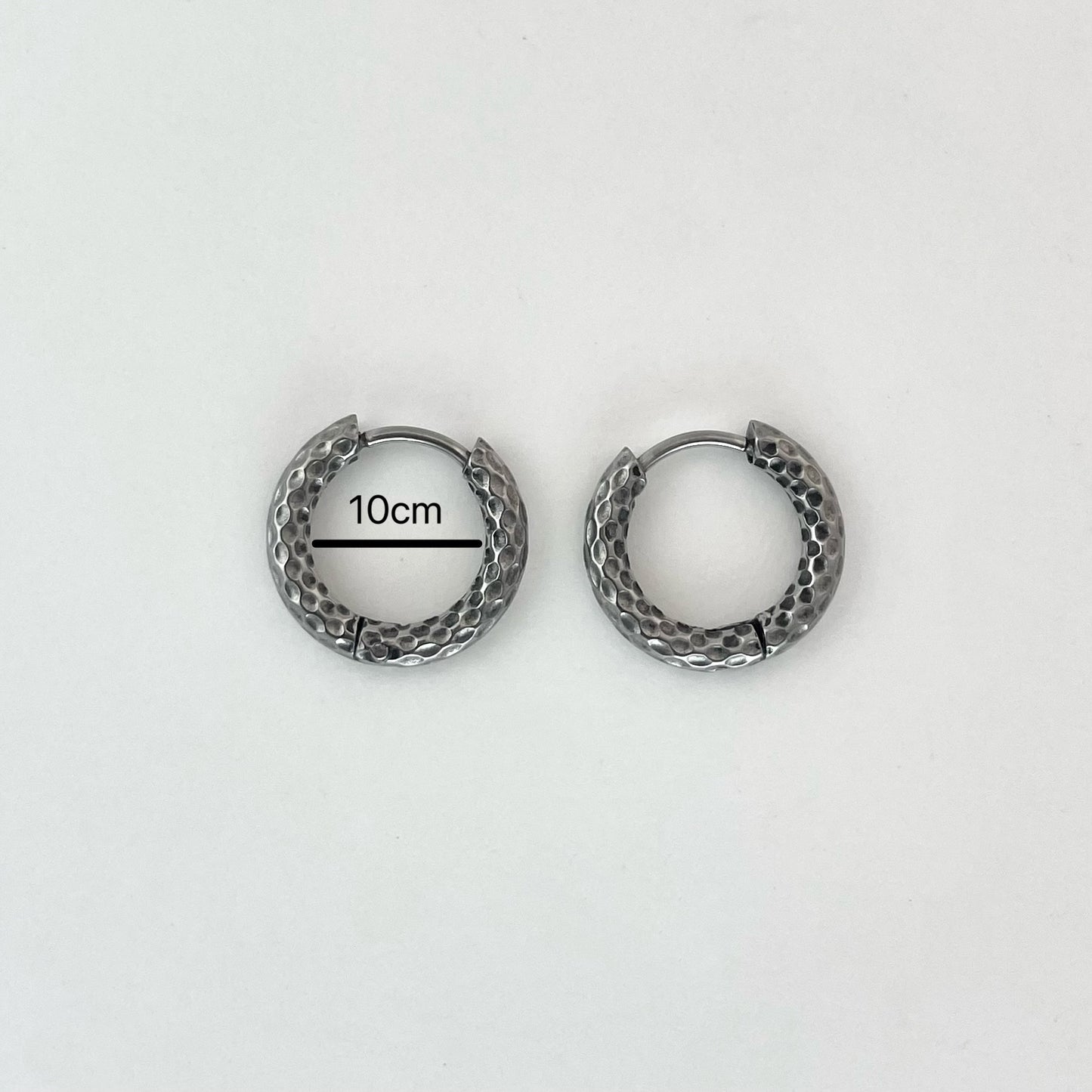 Stainless Steel Polished Earring Hoop with Polka Dot Pattern