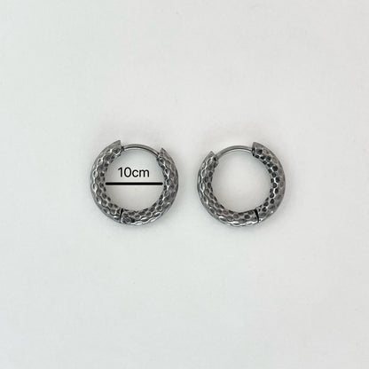 Stainless Steel Polished Earring Hoop with Polka Dot Pattern