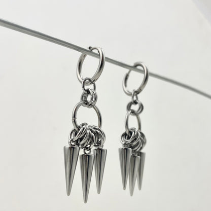 Titanium Waterproof Earring Pointed Cone Coil Stud Earrings