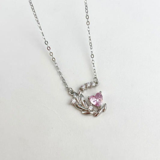 S925 Sterling Silver Elegant Pink Gemstone Necklace