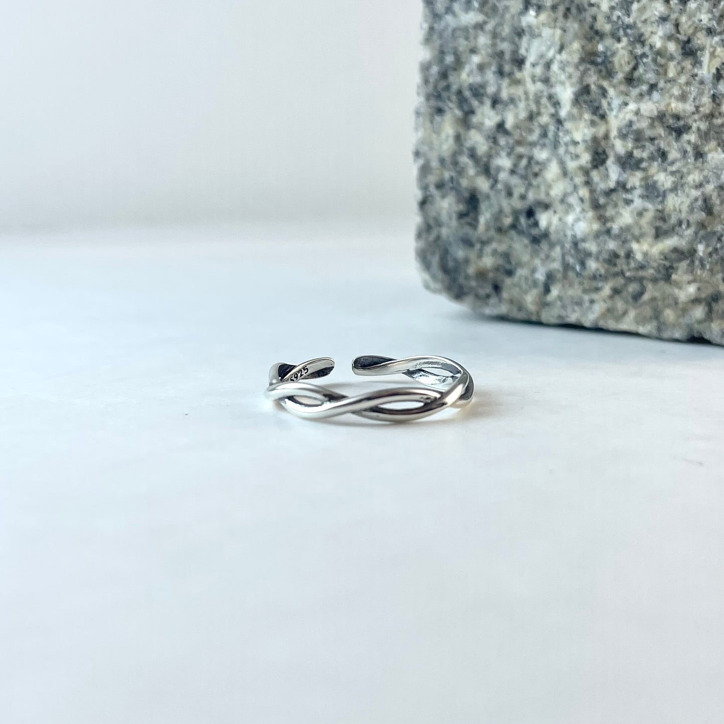 S925 Sterling Silver Twisted Open Ring