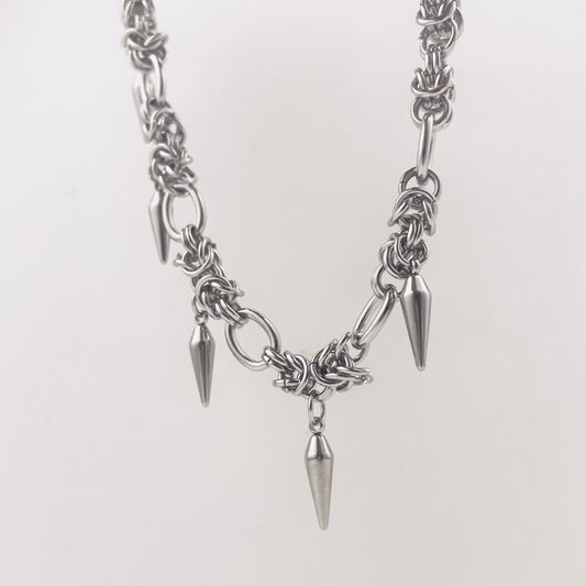 Titanium and Steel Choker Woven and Spliced Necklace