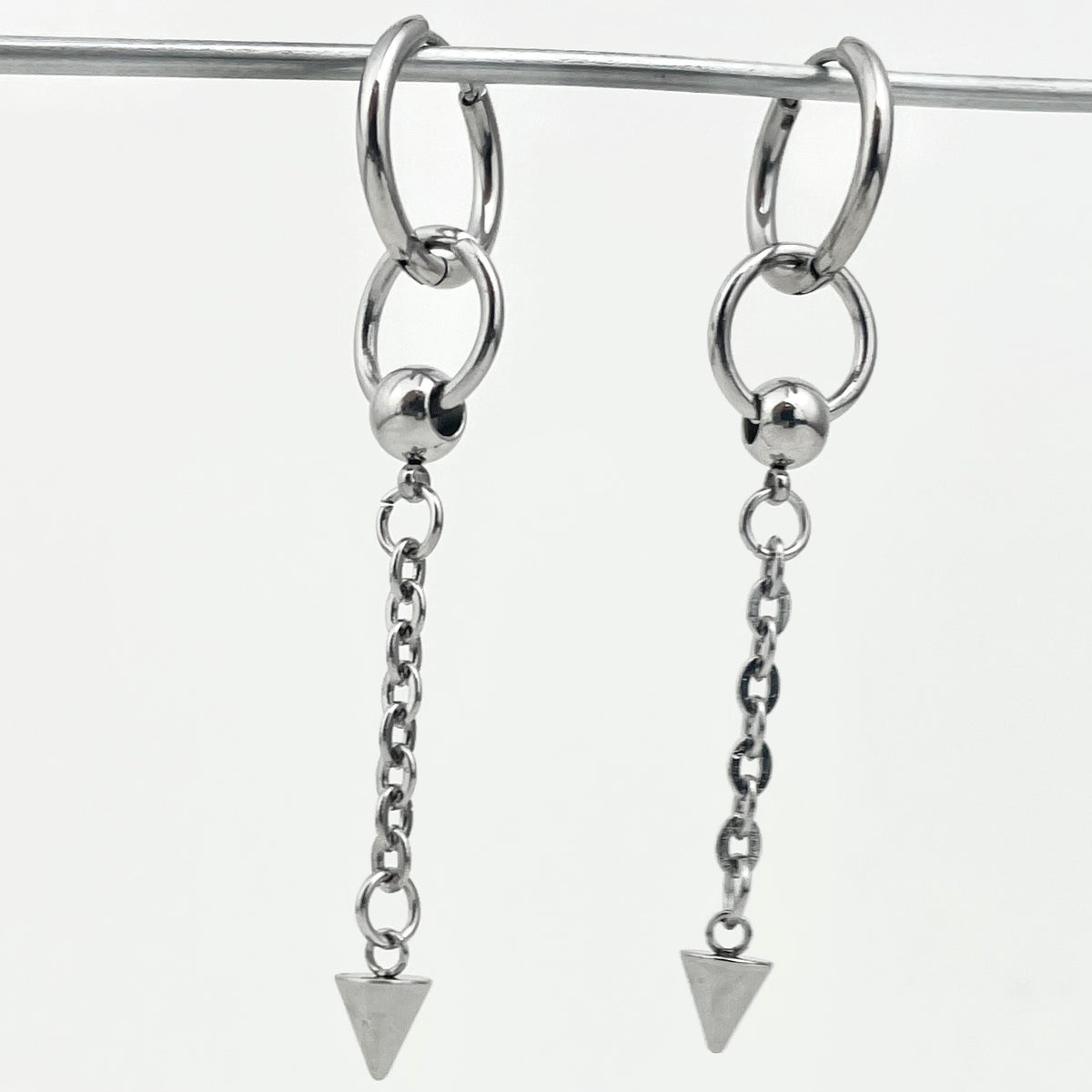 Titanium-Steel Waterproof Double-Ring Ball Earrings