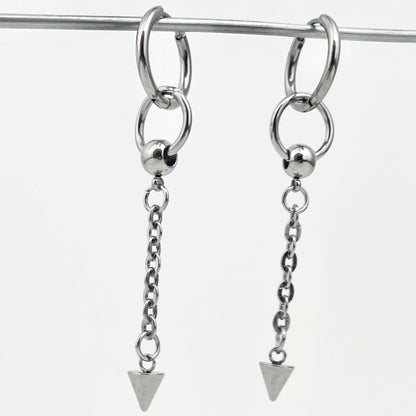 Titanium-Steel Waterproof Double-Ring Ball Earrings