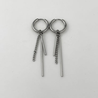 Customized Titanium Simple Fine Chain Dangle Earrings