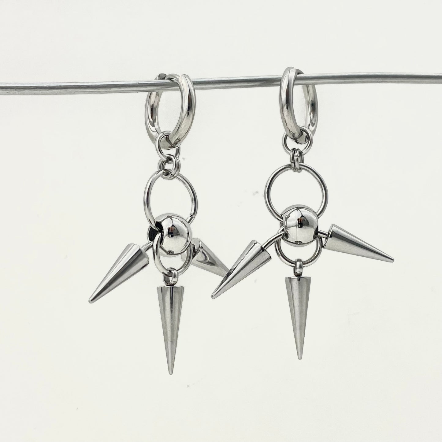 Titanium Waterproof Earring Gothic Stud Earrings with Double-Sided Clasp
