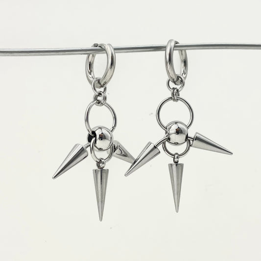 Titanium Waterproof Earring Gothic Stud Earrings with Double-Sided Clasp