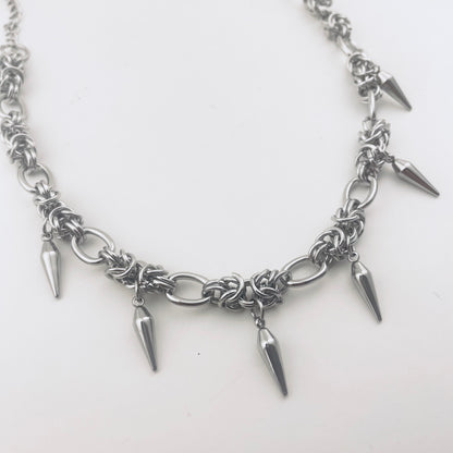Titanium and Steel Choker Woven and Spliced Necklace