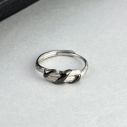 S925 Sterling Silver Men's Black Fluid Ring