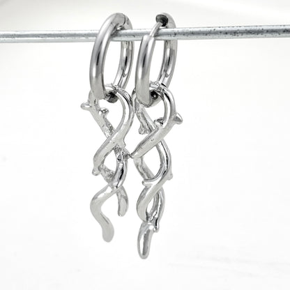 Titanium Twisted Flower Branch Dangle Earrings
