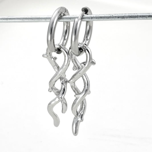 Titanium Twisted Flower Branch Dangle Earrings