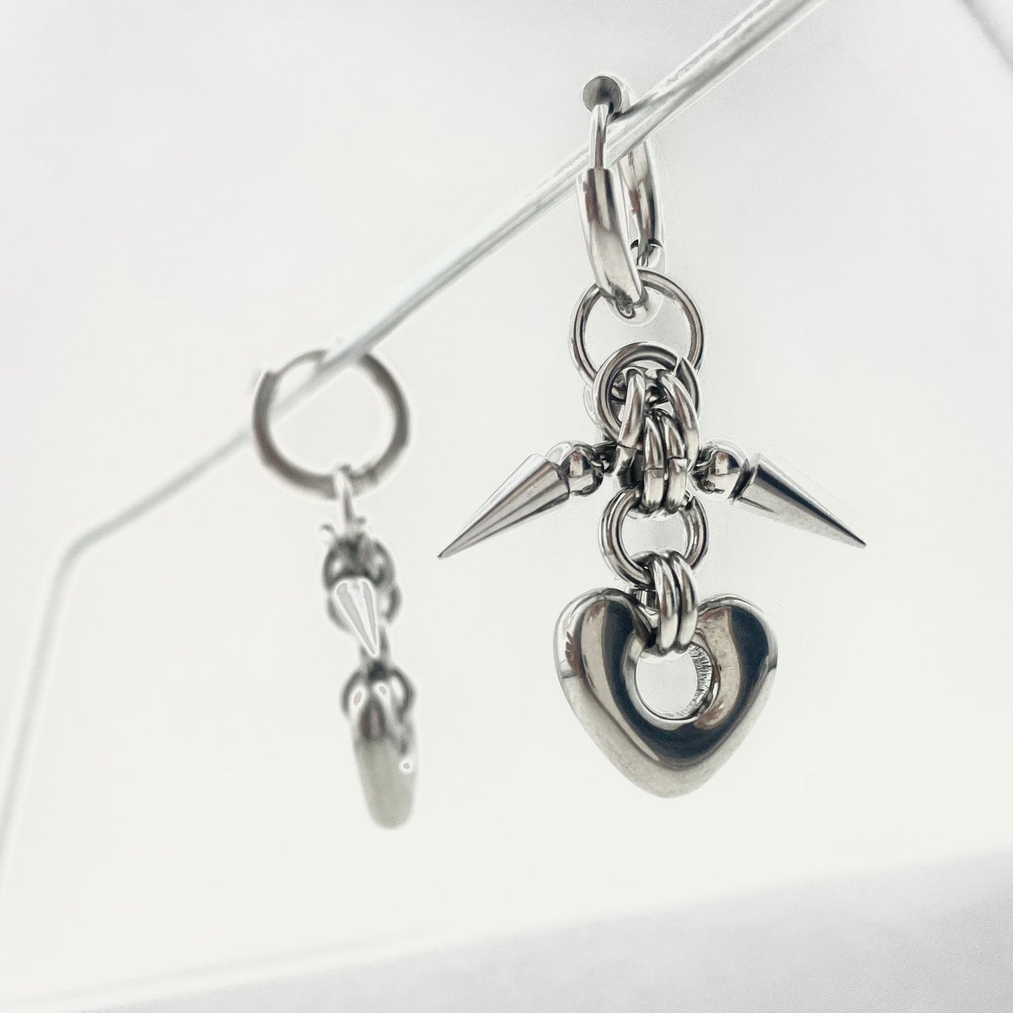Titanium Waterproof Earrings with Heart-Shaped Stud Pendant