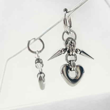 Titanium Waterproof Earrings with Heart-Shaped Stud Pendant