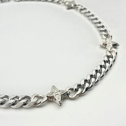 Titanium Chain Alloy Cross-Shaped Bead Necklace