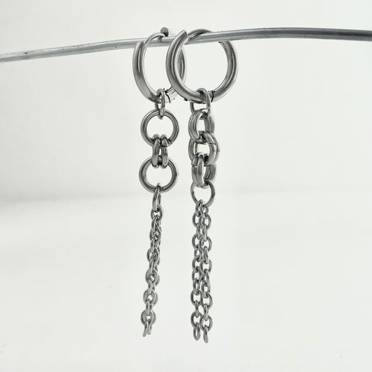 Titanium Steel Circle Segment Earrings