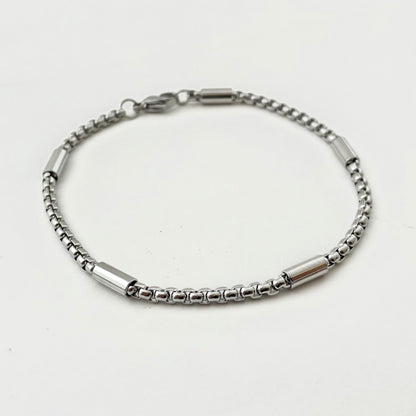 Titanium-Steel Waterproof Square Pearl Tubular Bead Bracelet